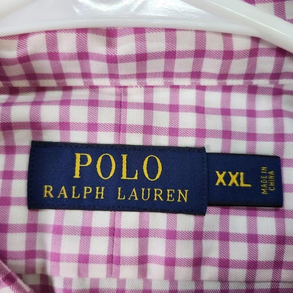Polo Ralph Lauren Shirt Mens 2XL Pink Check Long Sleeve Button Down Classic - Picture 3 of 7